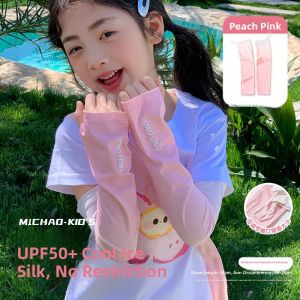 MONLEYTA | Summer Childrens Loose Ice Silk Sun Protection Gloves Outdoor Shade UV Protection Cartoon Style Waterproof Sleeve Covers For Boys And Girls