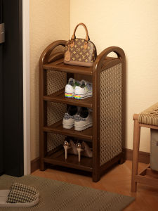 Simple Entryway Bamboo Shoe Rack Multi-layer Storage Organizer No Space Occupying Vintage Style Supports up to 20kg
