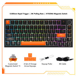 KYSONA KM82 HE Wired Gaming Keyboard Magnetic Switch 75% 82 Key 8000Hz Polling Rate PBT Ultra-Precision 0.005mm RGB For Gamer