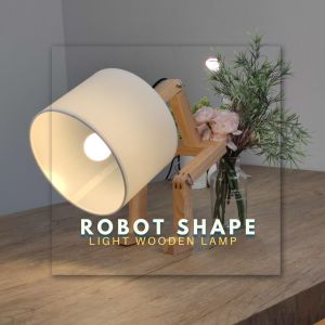 Modern Lovely Robot Shape Light Wooden Table Lamp Book Holder E27 Bulb AC110-240V Indoor Study Desktop Light Bedside Lamps