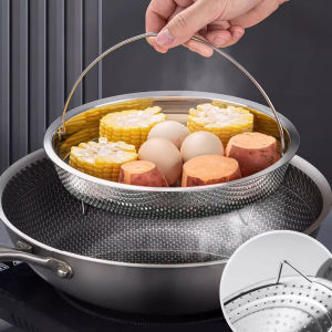 Stainless Steel Food Steamer Basket with Handle Pressure Cooker Steamer Basket Steaming Grid Drain Drainer Cooking Utensils
