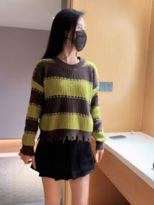Striped Knit Pullover Sweater Women