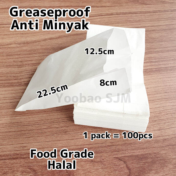 Kantong Kertas Anti Minyak Grease Paper Bag Scb G Greaseproof Food Grade Kraft Kraf Putih