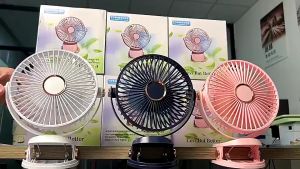 Quạt Tích Điện Mini Để Bàn Quạt Kẹp Bàn Kẹp Xe Đẩy Cho Bé Tích Hợp Đèn Ngủ Xoay 360 Độ 5 Chế Độ Gió Pin Sạc Tiện Lợi