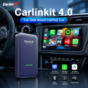 CarlinKit | CarlinKit 4.0 Wireless CarPlay Adapter Android Auto Dongle 2-in-1 Mini Box Play and Play for OEM Wired CarPlay Car OTA Update