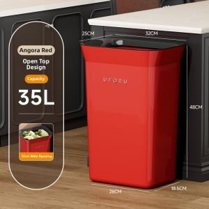 DOLANX | dustbin with wheels Hands-Free Large Capacity Kitchen Trash Can with Lid and Wheels