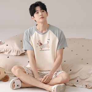 miiow | Pure Cotton Ladies Sleepwear Short Sleeve Comfortable Home Clothes With Chest Pad Casual Style For Couples Summer Season