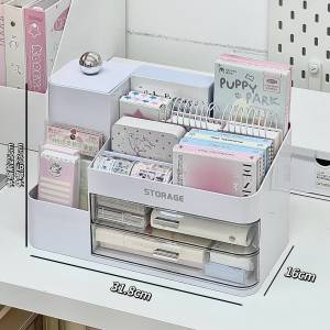 Desktop Makeup Organizer Box Lipstick Eyebrow Pencil Separator Cosmetic Brush Holder Plastic Square Storage Container