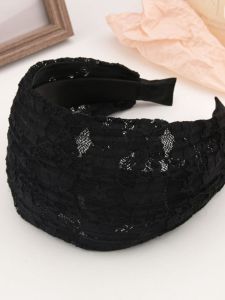 Phụ Kiện Băng Đô Quấn Tóc Ren Viền Rộng Chống Trơn Trượt Cho Nữ Dây Buộc Tóc Màu Đen Phong Cách Hàn Quốc Với Thiết Kế Răng