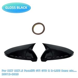For VW Golf MK6 MK7 7.5 GTI R GTD Base 2009-2020 Carbon Fiber Pattern Mirror Case Black Side Wing Rearview Mirror Cover