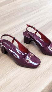 VIONNA - Mules Heels Wanita 5 cm Pita Kreasi Tali Karet Belakang elastis Dampalan Super Nyaman