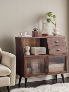 Chinese Style Wooden Sideboard Sofa Table Storage Cabinet Glass Door Kitchen Tea Water Cabinet Entrance Hall Storage Organizer