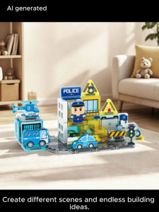 [Toy N Joy] Themed Mini Magnetic Tiles 3.75cm Portable and Easy to Carry with iron box [Police/Fire Rescue/Engineering]