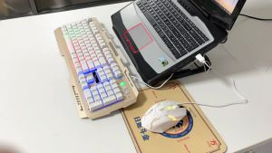 Keyboard Mouse Gaming Kabel LED Rainbow Light Waterproof untuk PC Komputer Laptop