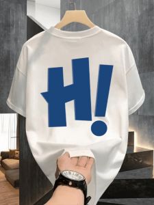 Handsome Normcore Letter Short Sleeve T-Shirt Mens Summer Best Selling Fashion Brand Trend Heavy Weight Pure Cotton White Mens Top Clothing