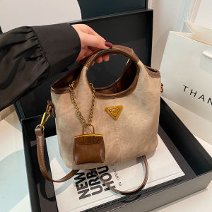 Urban Simple Style Commuter Womens Handbag Basket Shape Luxury Lightweight Crossbody Bag Soft Handle Zipper Closure Bucket Bag