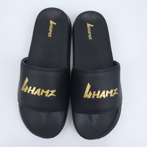 Hamz 2 teks Gold Sandal Slide Casual Pria dan Wanita
