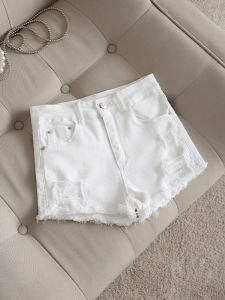 High-Waisted Brushed Texture Denim Shorts Womens Casual Wide Leg Fit Distressed Shorts Summer Season Fashionable Stylish