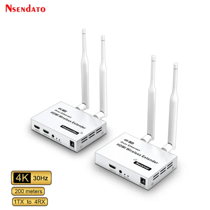 200M 4K 5.8G Wireless HDMI Transmitter Receiver Extender 1 TX-4 RX Wireless HDMI Video Extender Kit with IR For TV Box PC