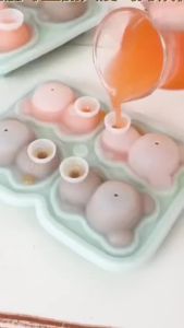 Rose Bear Silicone Ice Tray 4-Cavity Food Grade Ice Mould With Lid For Coffee Whiskey