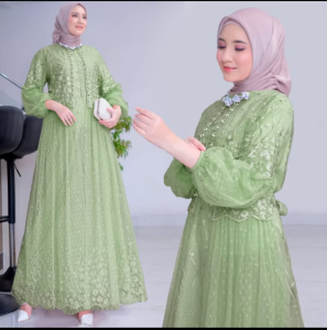 MAXI RAFIKA BUSUI GAMIS PESTA - GAMIS MEWAH TERSEDIA UKURAN DEWASA L XL DAN UKURAN ANAK MLXL