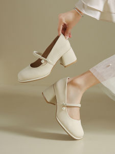 YX | Feminine Mary Jane Coarse Heel Leather Shoes Early Spring 2026