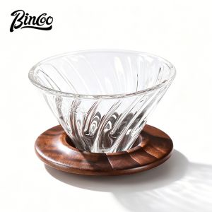 BINCOO Coffee Fitler Cup Glass Dripper Set Hand Drip Coffee Dripper Glass Extraction Coffee Server 3-Piece Set