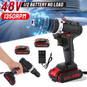 48Vf 25~28NM Electric Drill Impact Drill Cordless Screwdriver Lithium Battery Furadeira Cordless Screwdriver Power Tools Cordless Drill
