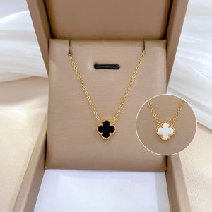 24K Saudi Gold Nasasangla Pawnable 100% Original Beimu Four Leaf Clover Pendant Necklace