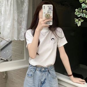 เสื้อยืดคอกลมแขนสั้นผ้าฝ้ายแท้สไตล์เกาหลีสำหรับผู้หญิง ทรงเข้ารูป ทรงเข้ารูป เสื้อตัวบนปักลาย ฤดูร้อน 2024