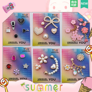 New Crocs Shoe Flower Hole Hole Shoe Accessories Carrols Metal Texture Feathers Diamond Aileen Brand Shoe Buckle Accessories