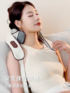 Wireless Neck and Shoulder Massager with Hot Compress and Kneading Massage Neck Massage Back Massage leg Massage for Muscle Relaxation- Comfort 肩颈斜方肌按摩器颈部腰部肩膀揉捏按摩披肩热敷夹捏颈椎按摩仪
