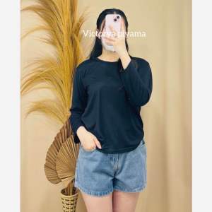 KAOS POLOS OVERSIZE WANITA LENGAN PANJANG ROUND NECK COTTON COMBED 30’S