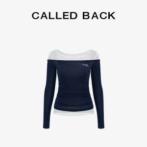 CALLED BACK | Contrast Color Stretch Fitted Patched Layered Long Sleeve T-Shirt
