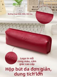 TONGHUI | Hộp Bút Da Thật Đơn Giản Sang Trọng Dung Lượng Lớn Chống Bụi