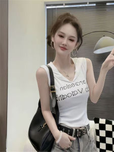 Slim Fit V-Neck Hoodie Tank Top Sleeveless Womens Fashion Summer New Style Casual Comfortable Breathable Solid Color Top