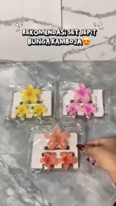 DRACC237 Jepit Rambut Bunga Kamboja Set Isi 3 Aksesoris Korea Wanita Akrilik