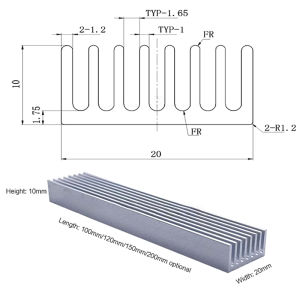 Aluminum Dense Tooth Heat-sink 10 mm for Power Amplifier/Router/Graphics Card Thermal Conductivity High-power Aluminum Radiator