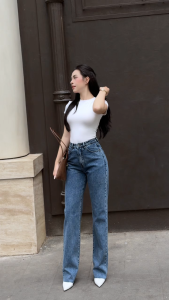 Quần Jean Nữ Ống Suông Rộng Lưng Cao Có Nhiều Màu Aaa Jeans