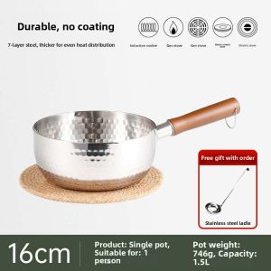 Food Grade 316 Stainless Steel Non-Stick Milk Pan Baby Complementary Food Pot One-Pot Cooking Soup Pan Japanese Snow Flat Pot
