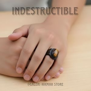 Cincin batu akik pria ring titanium mstka khdm mcn ldaya