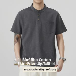 YOU XIN | High-quality Breathable Bamboo-cotton Loose-fit T-shirt Men Short Sleeve