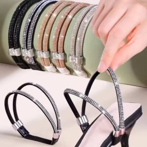 2Pcs Dual-Use Rhinestone High Heels Shoelaces Belt Detachable Adjustable Anti-skid Shoe Belt Women Sandals Anti Falling Heel Straps Belt High Heels Fixing Ankle Straps