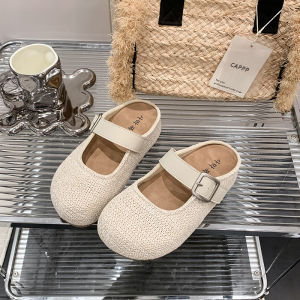 DINGMUYI | Thick Sole Retro Spring and Summer Womens Half Sandals With Closed Toe