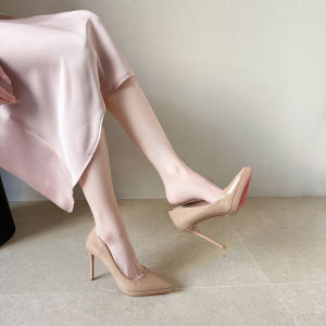 Pointed Heels Nude Patent Leather Comfortable Wide Feet Large Size Pumps