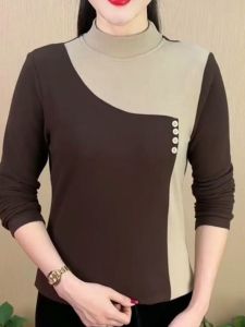 เสื้อตัวบนแขนยาวสไตล์ใหม่ฤดูใบไม้ร่วง/ฤดูหนาว ทรงสลิมฟิต เสื้อชั้นในผ้าเดอร์เวนที่อบอุ่นและสวมใส่สบาย