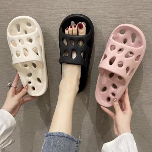 Womens Slippers Summer Non-Slip Cut Out Outwear Fashion Soft Bottom Home Household Bathroom Bath Leaking Hole Slippers