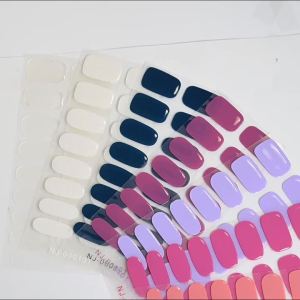16Tips/Sheet Clear Semi Cured Gel Nail Stickers+1pcs File Full Cover Nail Polish Strips UV/LED Long Lasting Nail Wraps Decals NK