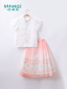 Summer New Style Childrens Mandarin Dress Set Short Sleeve New Chinese Style Clothes