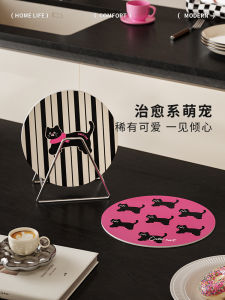 Cute Cartoon Cat Coaster Heat Resistant Waterproof Dining Table Mat Home Use Plate Pad Bowl Pad PVC Material Other Style